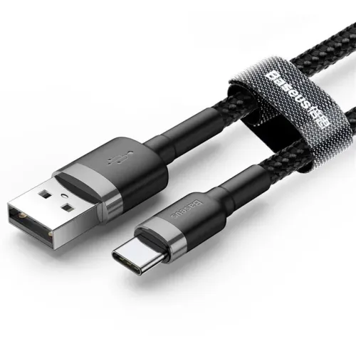 Кабель Baseus USB (f) - Type-C (f) CATKLF-EG1 1.0m 2.4A Black ткань