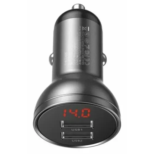 Автомобильное зарядное устройство Baseus Digital Display Dual USB (CCBX-0G) 4.8A 24W черное