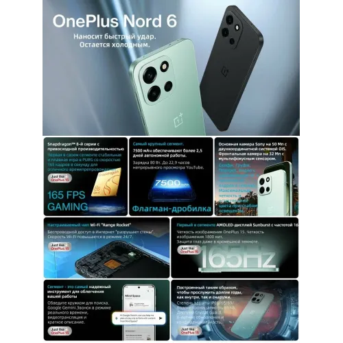 Смартфон OnePlus Nord 6 12/512Gb Pitch Black EU (СPH2795)